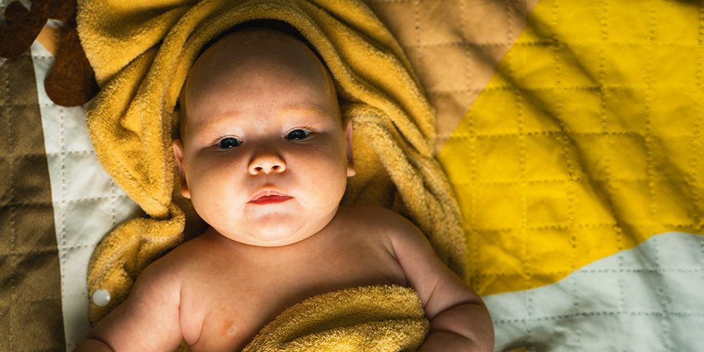 newborn baby after bathing