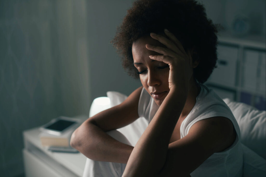 woman feeling blue