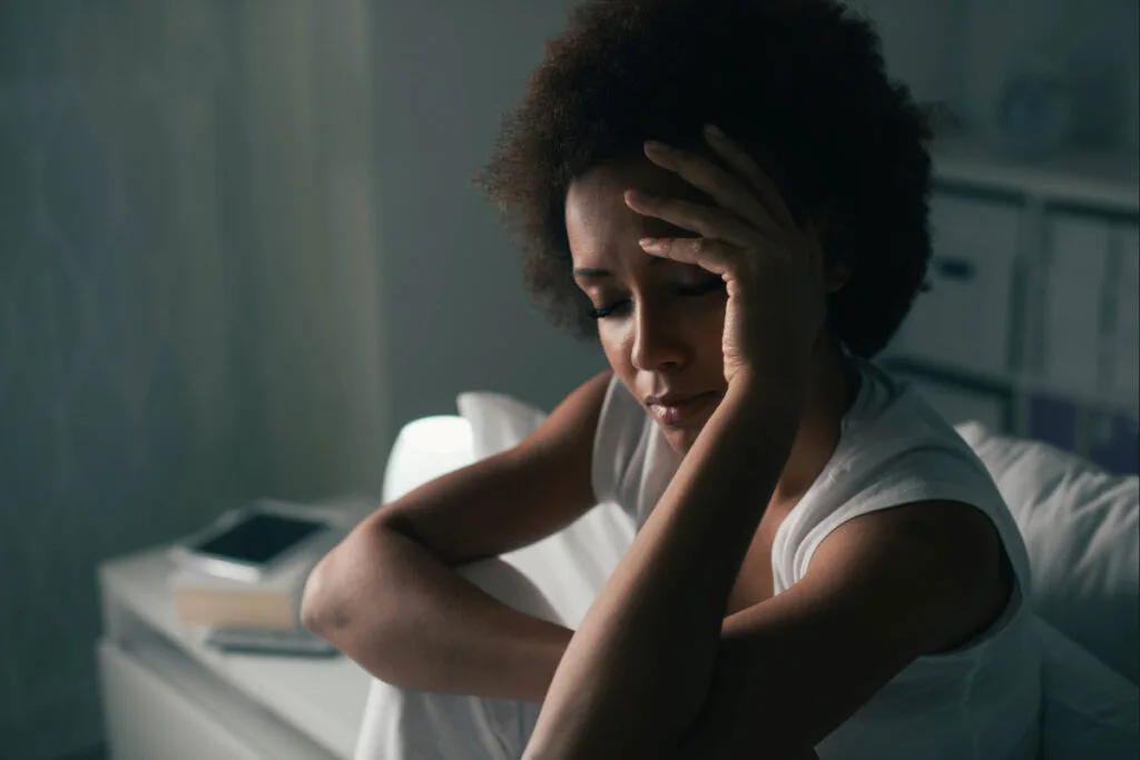 woman feeling blue