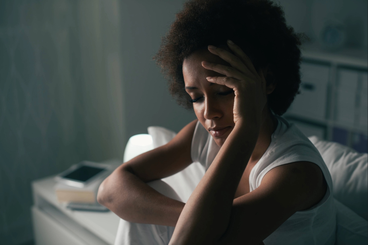 woman feeling blue