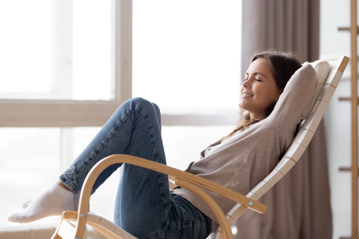 woman feeling good